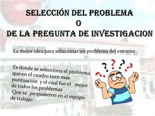 La mejor idea para solucionar un problema del entorno
 