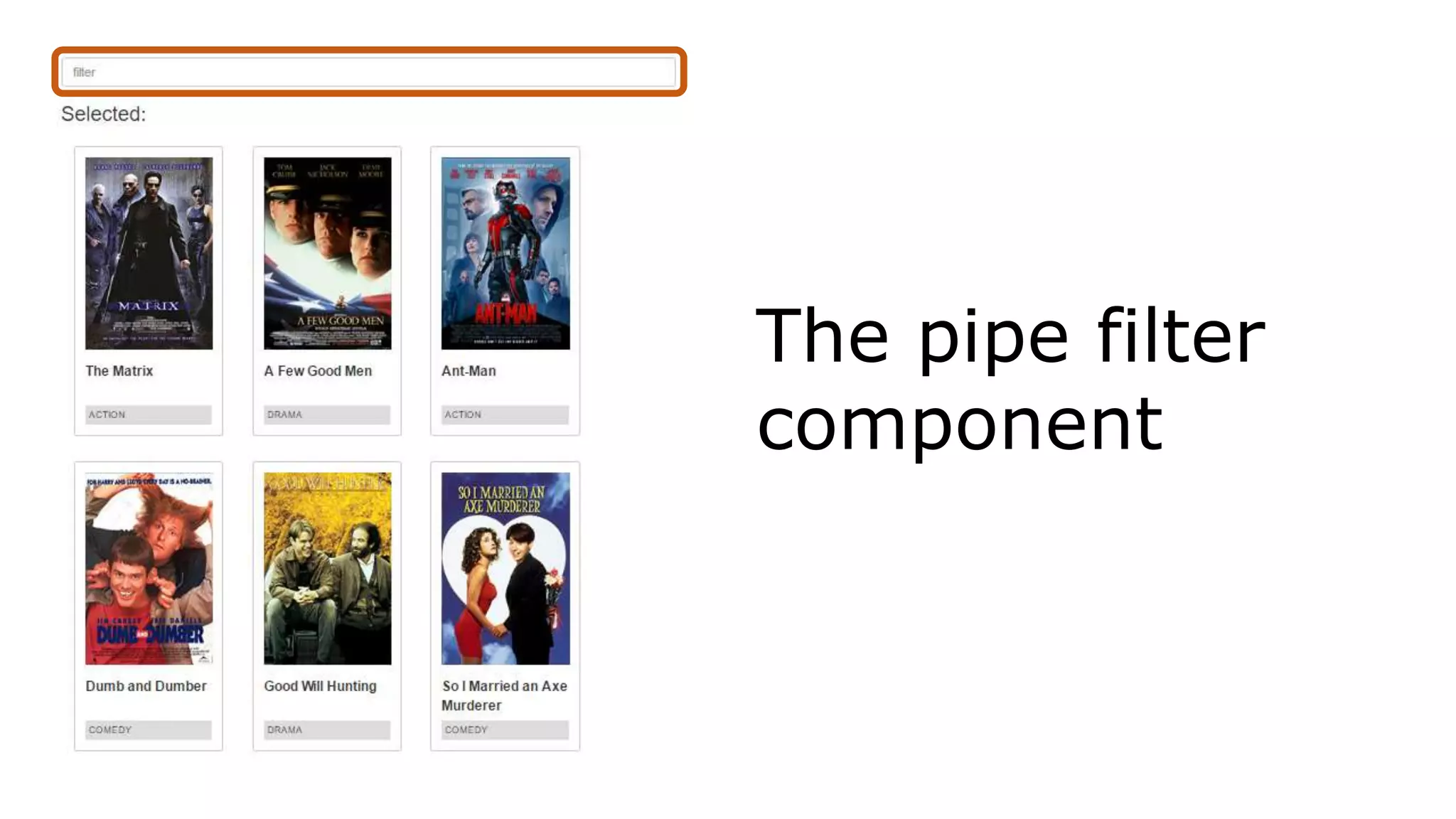 The pipe filter
component
 