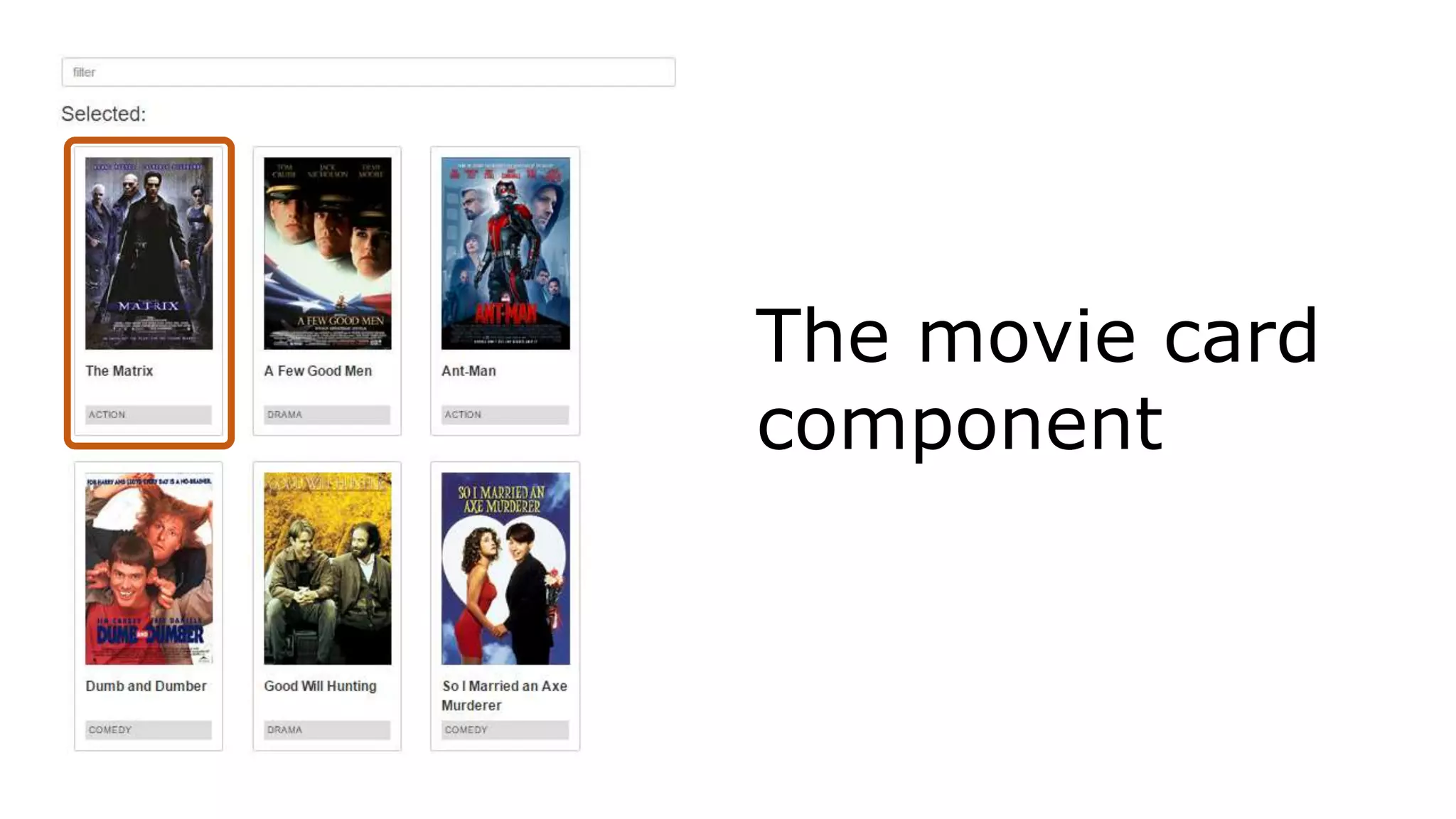The movie card
component
 