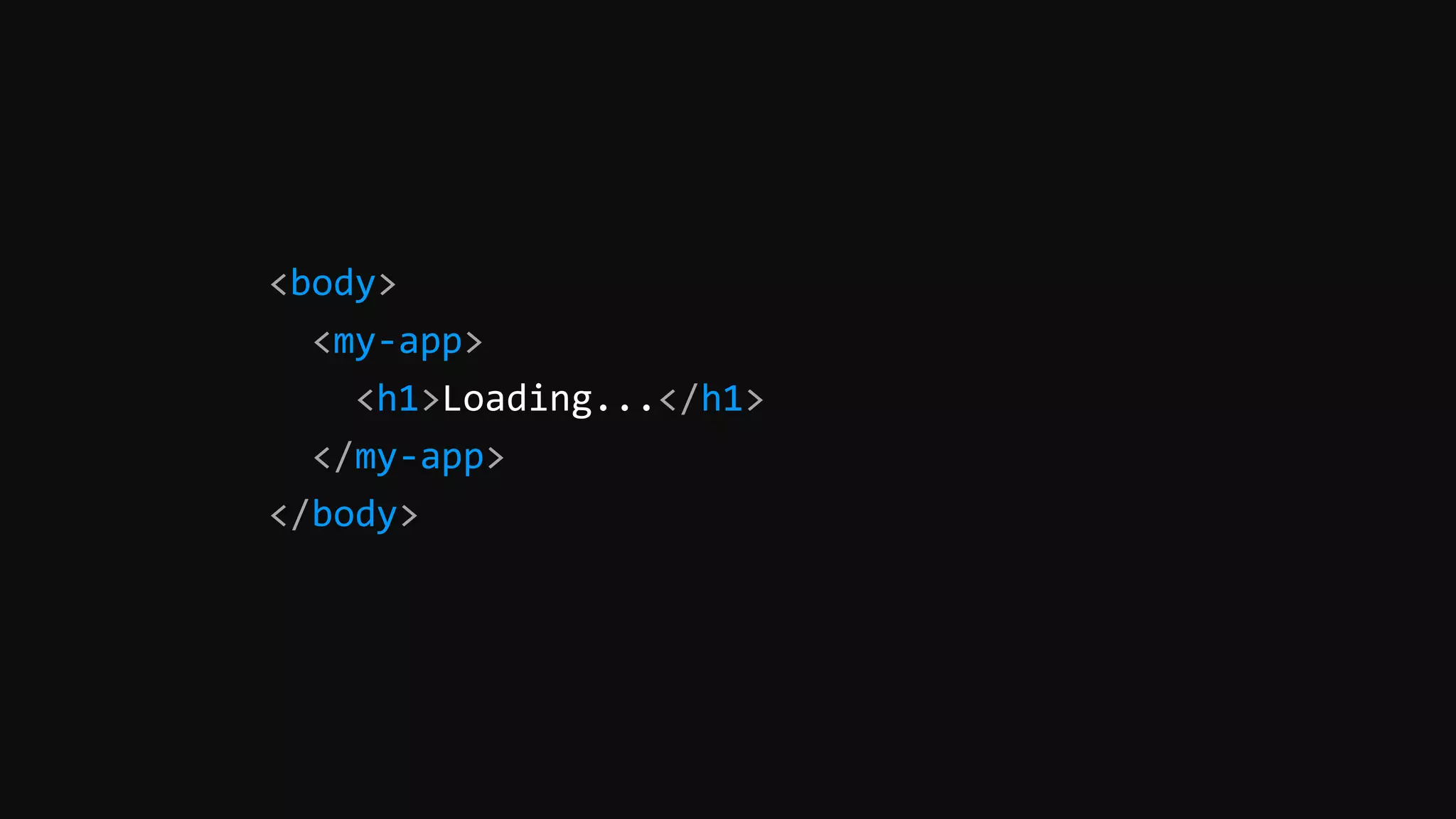 <body>
<my-app>
<h1>Loading...</h1>
</my-app>
</body>
 