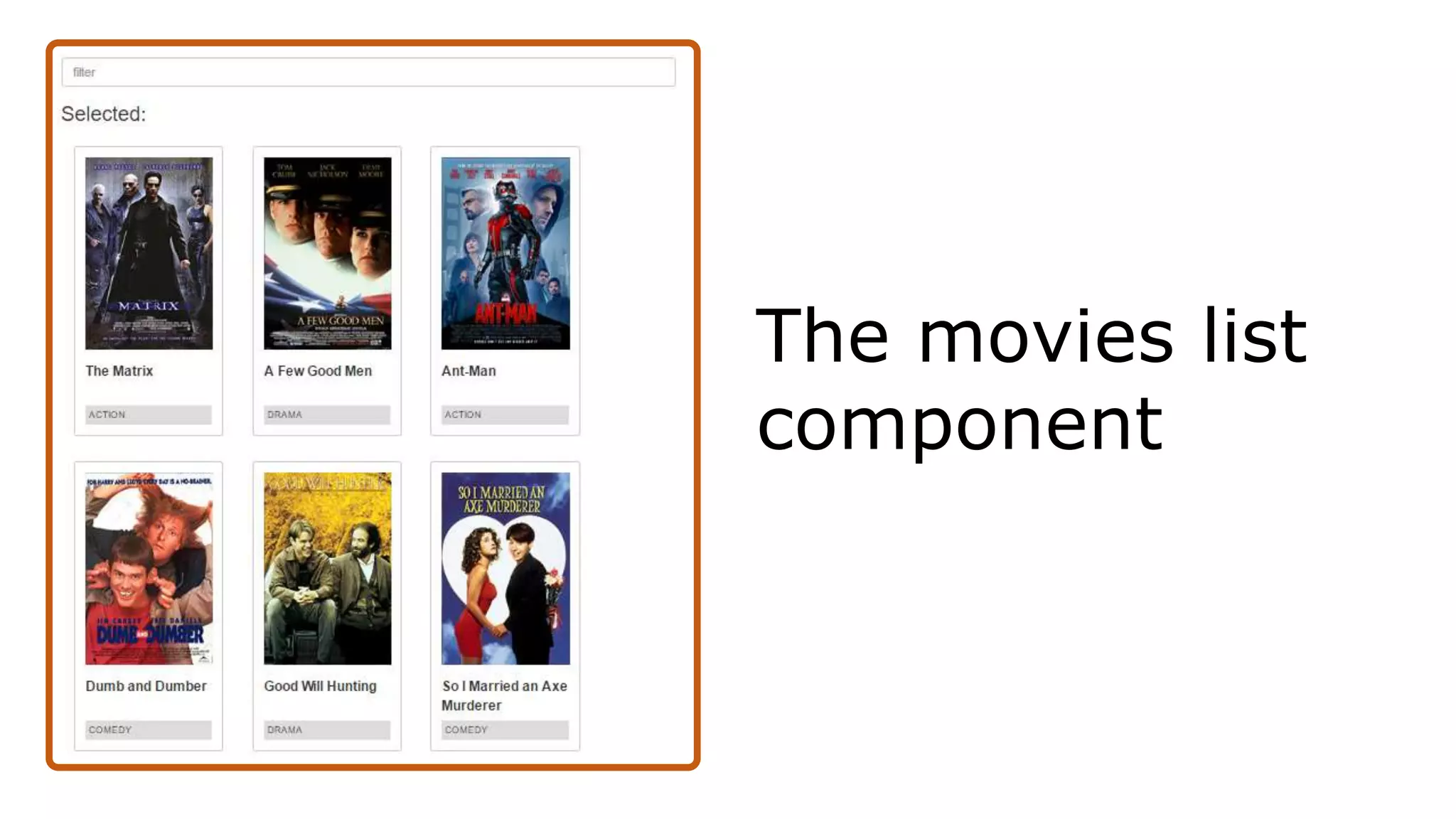 The movies list
component
 