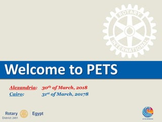 TITLEWelcome to PETS
Alexandria: 30th of March, 2018
Cairo: 31st of March, 20178
 