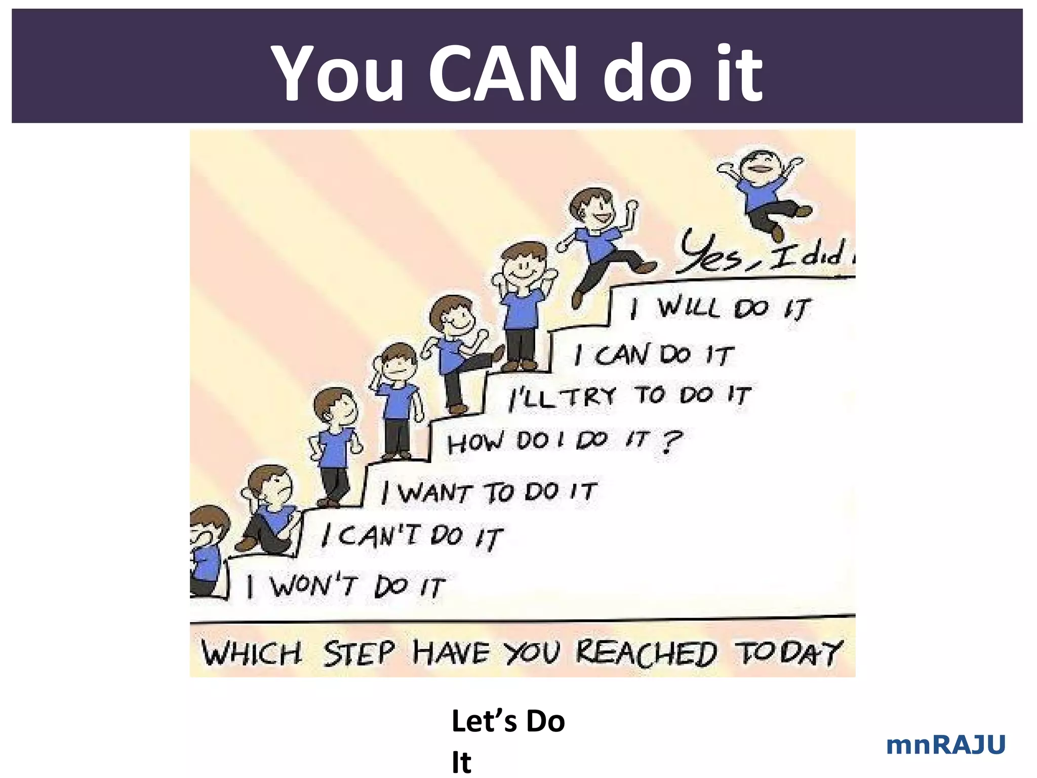 You CAN do it




    Let’s Do
                mnRAJU
    It
 