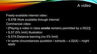 A video
Freely-available internet video:
• S.57B Work available through Internet
Commercial video:
• [Playing a video in c...