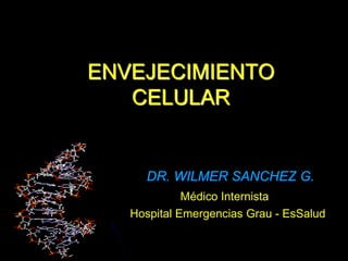 ENVEJECIMIENTO
CELULAR
DR. WILMER SANCHEZ G.
Médico Internista
Hospital Emergencias Grau - EsSalud
 