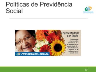 Políticas de Previdência
Social
30
 