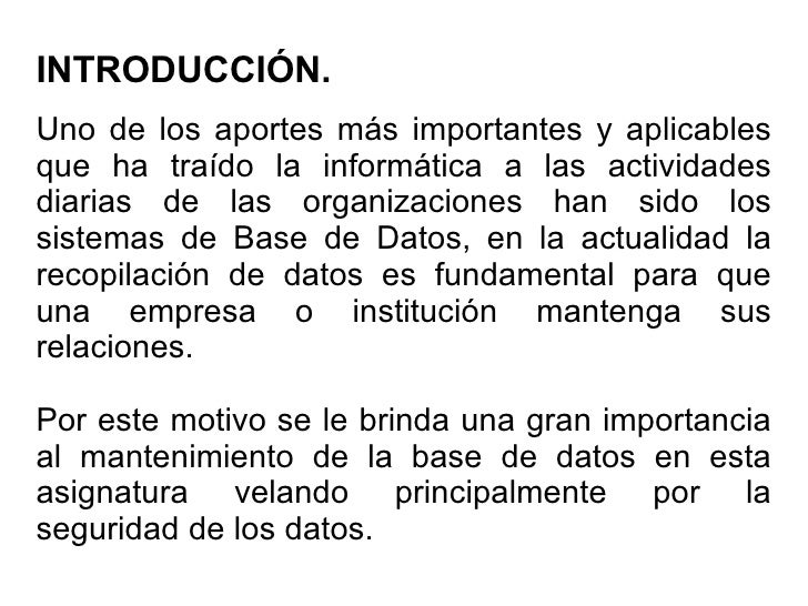 Presentación de Base de datos II