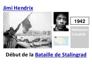 Jimi Hendrix
Naissance
à Seattle
1942
Début de la Bataille de Stalingrad
 