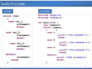 40
Switch-case.
© Mohamed F.A.B 2015
Example:Syntax:
 