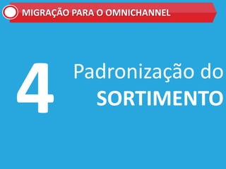 Padronização do
SORTIMENTO
MIGRAÇÃO PARA O OMNICHANNEL
 