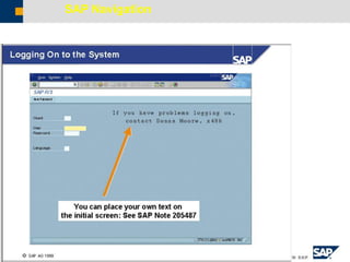  SAP AG 2002, Title of Presentation, Speaker Name 1
SAP Navigation
 