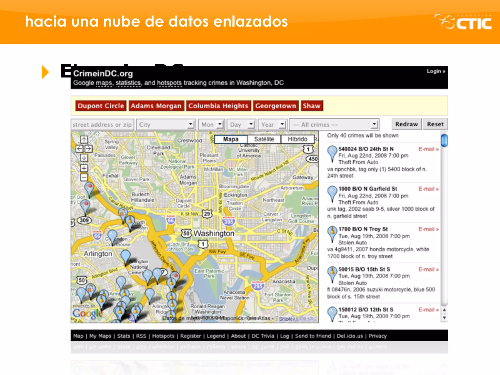 hacia una nube de datos enlazados


 ‣   Ejemplo: DC.gov
 
