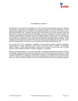 ETAP - 00 toc - workshop notes | PDF