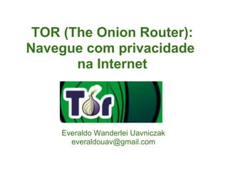 TOR (The Onion Router):
Navegue com privacidade
       na Internet



     Everaldo Wanderlei Uavniczak
       everaldouav@gmail.com
 