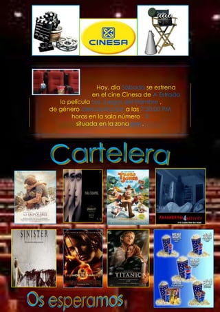 000




                       Hoy, día Sábado se estrena
                     en el cine Cinesa de A Estrada
         la película Los Juegos del Hambre ,
      de género ciencia-ficción a las 7:30:00 PM
             horas en la sala número 2
               situada en la zona par .
 