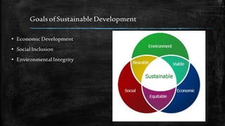 Goals of Sustainable Development 
▪Economic Development 
▪Social Inclusion 
▪Environmental Integrity  