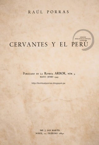 Cervantes y el Perú