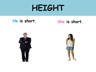 HEIGHT
He is short. She is short.
 
