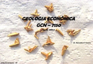 GEOLOGIA ECONÔMICA
GCN – 7150
versão 2016-2
Dr. Neivaldo A. Castro
UFSC Florianópolis - SC
 