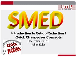 Introduction to Set-up Reduction /
Quick Changeover Concepts
December 7 2016
Julian Kalac
 
