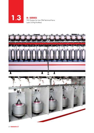 R- SERIES
TFO Twisters for Low TPM Technical Yarns
(upto 3.0 Kg Knotless)
1.3
07
 