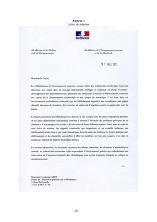 Annexe 1
Lettre de mission
- 36 -
 