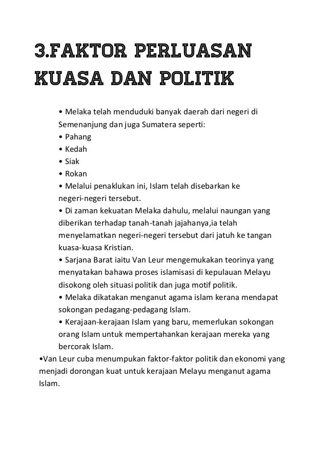 Faktor Faktor Perkembangan Islam Di Melaka