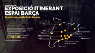EXPOSICIÓ ITINERANT
ESPAI BARÇA
BALANÇ ÀREA SOCIAL
•	 Recorregut per 14 poblacions catalanes.
•	 Difusió i informació de l...
