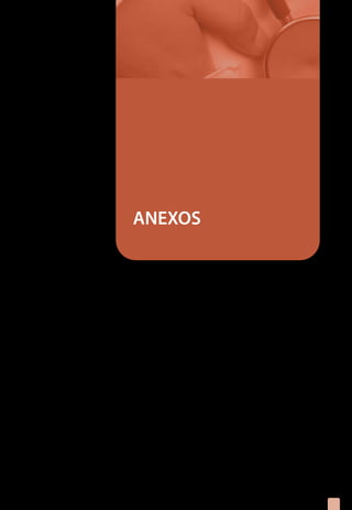ANEXOS
1.	 Tratamiento Tuberculosis en situaciones especiales
2. 	 Resumen del tratamiento tuberculosis según
	 categorías
3.	 Reacciones adversas a los fármacos antituberculosos
4.	 Reacciones adversas mas importantes a medica-
	 mentos antituberculosos y conducta básica a seguir
5.	 Fármacos subsidiarios para el tratamiento de la
	 tuberculosis: dosis y efectos adversos
6.	 Otros métodos de diagnóstico
7.	 Planilla Notificación de casos de Tuberculosis
8.	 Ficha de notificación de reacciones adversas a 		
	 fármacos antituberculosis
31
 