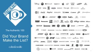 Did Your Brand
Make the List?
The Authentic 100
1
 