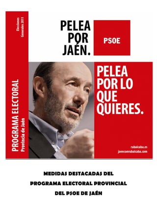 MEDIDAS DESTACADAS DEL
PROGRAMA ELECTORAL PROVINCIAL
       DEL PSOE DE JAÉN
 