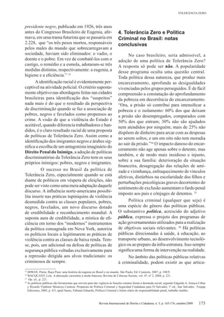 TOLERÂNCIA ZERO E DEMOCRACIA NO BRASIL - Belli, Benoni