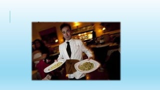 Restaurant etiquette
1. Remember the different meal times in Spain.
Restaurants do not stay open in-between
meals.(And stores actually close down between 2-4pm,
when everyone is eating the big meal of the day)
2. You will never be handed your check without
asking. They believe it is rude to for the waiter
(most servers are male) to give the customer the
check before it is requested because it gives the
impression they are trying to rush the clients to
leave.
3. If you ask for water, they will ask “con o sin gas,”
meaning regular or seltzer water. It will not be free.
4. Fee refills on coffee and soda are unheard of.
5. They do not leave 10-20% tips. A few coins is
customary.
 