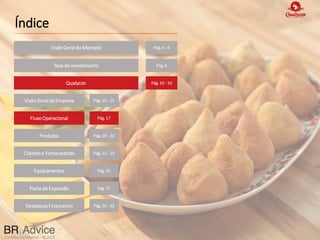 Confidential Material – © 2022
Confidential Material – © 2021
Confidential Material – © 2022
Índice
VisãoGeral do Mercado Pág. 4 - 6
Pág. 8
Tese de Investimento
Qualycon Pág. 10 - 33
VisãoGeral da Empresa Pág. 10 - 15
Equipamentos Pág. 25
Produtos Pág. 19 - 20
Clientese Fornecedores Pág. 22 - 23
FluxoOperacional Pág. 17
Plano de Expansão Pág. 27
Destaques Financeiros Pág. 29 - 33
 