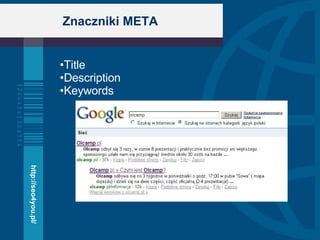 Znaczniki META Title Description Keywords http://seo4you.pl/ 