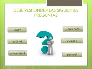 DEBE RESPONDER LAS SIGUIENTES
PREGUNTAS
 