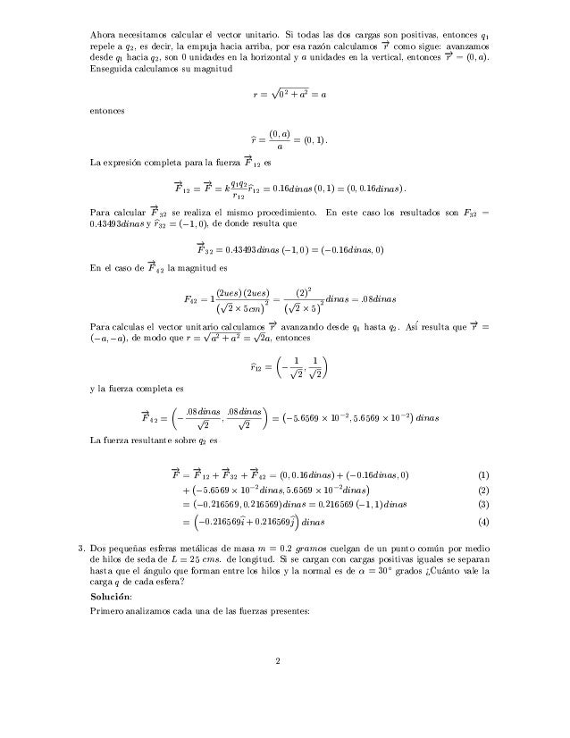 Ejercicios Resueltos De Electricidad Con Ley De Coulomb 1