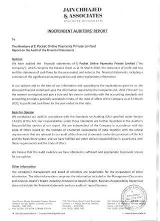 ePocket 2020 Auditor's statement