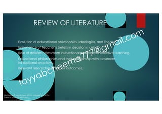 RELATIONSHIP BETWEEN TEACHERS’ PHILOSOPHICAL BELIEFS ABOUT TEACHING AND ...