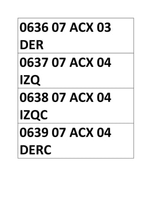 0636 07 ACX 03
DER
0637 07 ACX 04
IZQ
0638 07 ACX 04
IZQC
0639 07 ACX 04
DERC
 