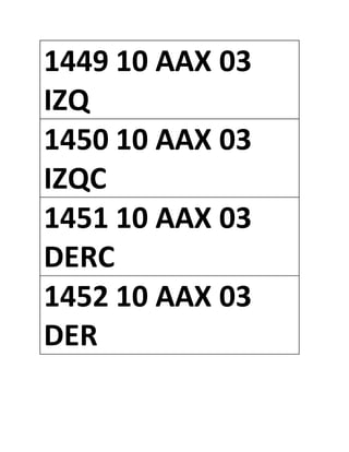 1449 10 AAX 03
IZQ
1450 10 AAX 03
IZQC
1451 10 AAX 03
DERC
1452 10 AAX 03
DER
 