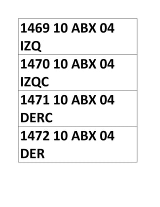 1469 10 ABX 04
IZQ
1470 10 ABX 04
IZQC
1471 10 ABX 04
DERC
1472 10 ABX 04
DER
 