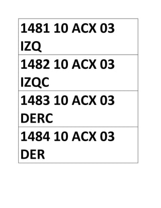 1481 10 ACX 03
IZQ
1482 10 ACX 03
IZQC
1483 10 ACX 03
DERC
1484 10 ACX 03
DER
 