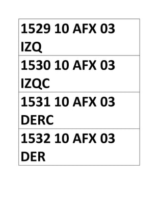1529 10 AFX 03
IZQ
1530 10 AFX 03
IZQC
1531 10 AFX 03
DERC
1532 10 AFX 03
DER
 