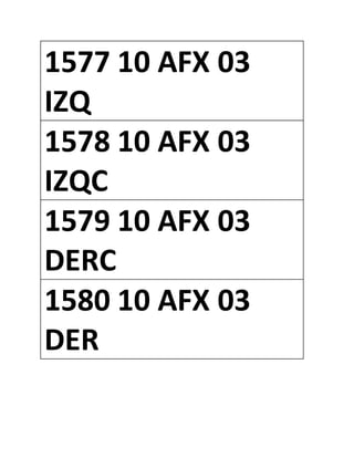 1577 10 AFX 03
IZQ
1578 10 AFX 03
IZQC
1579 10 AFX 03
DERC
1580 10 AFX 03
DER
 