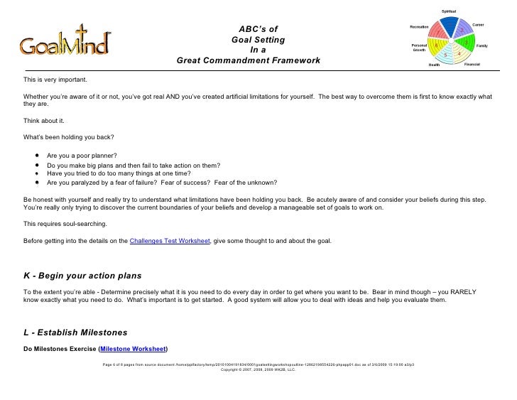 Goal Setting Workshop Outline