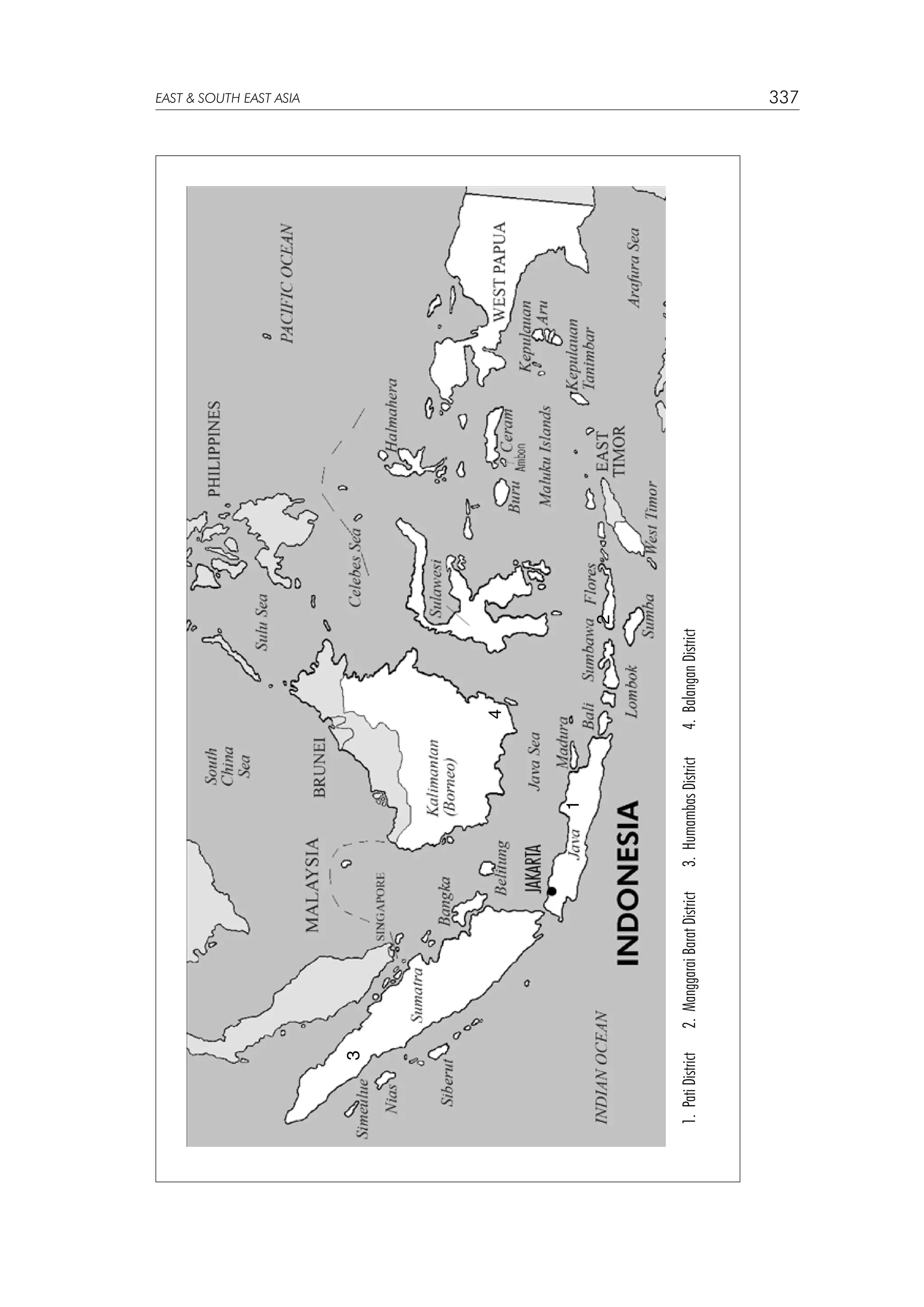 1. Pati District	

3

2. Manggarai Barat District 	

3. Humambas District

1

4. Balangan District

4

2

EAST  SOUTH EAST ASIA

337

 
