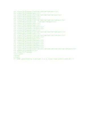 <li class="hl">&nbsp;tabtabtabtabtabpar</li>
<li class="hl">&nbsp;par</li>
<li class="hl">&nbsp;tabtabtabtabtabtabpar</li>
<li class="hl">&nbsp;par</li>
<li class="hl">&nbsp;par</li>
<li class="hl">&nbsp;tabtabtabtabtabtabtabpar</li>
<li class="hl">&nbsp;tab tabtabtabpar</li>
<li class="hl">&nbsp;par</li>
<li class="hl">&nbsp;par</li>
<li class="hl">&nbsp;tabpar</li>
<li class="hl">&nbsp;tabpar</li>
<li class="hl">&nbsp;par</li>
<li class="hl">&nbsp;tabtabtabtabtabtabtabpar</li>
<li class="hl">&nbsp;par</li>
<li class="hl">&nbsp;tabtabtabtabtabtabtabpar</li>
<li class="hl">&nbsp;tabpar</li>
<li class="hl">&nbsp;par</li>
<li class="hl">&nbsp;tabpar</li>
<li class="hl">&nbsp;tabpar</li>
<li class="hl">&nbsp;tabpar</li>
<li class="hl">&nbsp;tabpar</li>
<li class="hl">&nbsp;tabpar</li>
<li class="hl">&nbsp;tabtabtabtabtabtabtabtabtabcf0par</li>
<li class="hl">&nbsp;}</li>
<li class="hl">&nbsp;
</ol></pre>
</body>
</html>
<!--HTML generated by highlight 2.4.5, http://www.andre-simon.de/-->
 