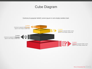 This is a Presentation Title 09
Cube Diagram
Contrary to popular belief, Lorem Ipsum is not simply random text.
Contrary to popular belief, Lorem
Ipsum is not simply random text
Lorem
Ipsum
Contrary to popular belief, Lorem
Ipsum is not simply random text
Lorem
Ipsum
Contrary to popular belief, Lorem
Ipsum is not simply random text
Lorem
Ipsum
Contrary to popular belief, Lorem
Ipsum is not simply random text
Lorem
Ipsum
 