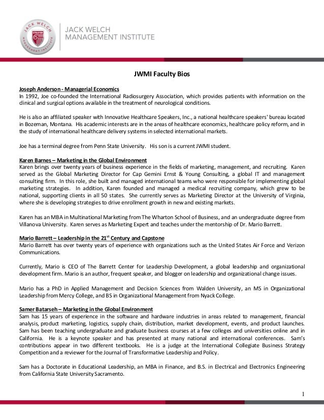 Faculty Bios As Of 5 29 15